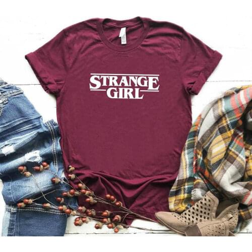 Strange Girl Fashion Korean Letter Women T-shirt Cotton Plus Size Female Clothing O Neck Shirt Streetwear Short Sleeve Top Tees