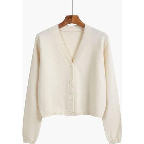 Women Knitted Cardigans Sweater Fashion Autumn Long Sleeve Loose Casual Button Coat V-Neck Solid Female Tops 2021