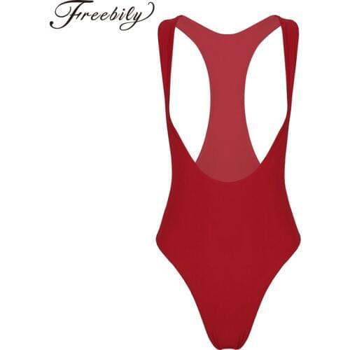 Women One Piece Bodystocking Sleeveless Open Chest High Cut Catsuit Solid Color Leotard Bodysuit Thong Swimsuit Sexy Clubwear