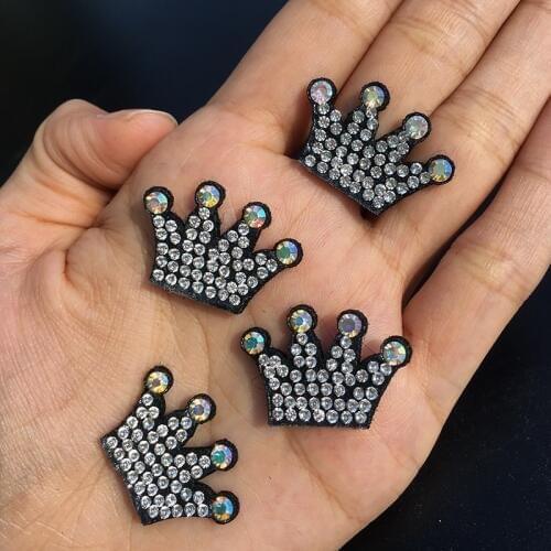 10pcs Cute Crown Patch AB Rhinestone Applique Sew on Patch for Clothing Dress Diy Patches beaded applique sweater applique