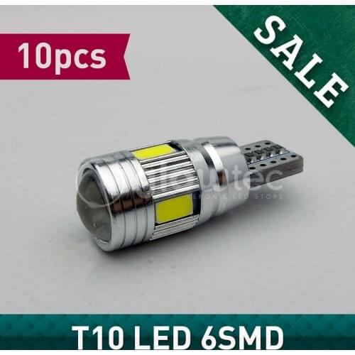 10PCS T10 6SMD CANBUS high power SMD 194 W5W LED Error Free clearance bulb Car Light Lamp Auto Bulb White GLOWTEC