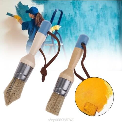 2 Pcs Round and Pointed Chalk Paint Wax Brush Ergonomic Wood Handle Natural Bristle Brushes Furniture DIY Paint A14 21 Dropship