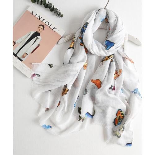 2018 Fashion Cotton Butterfly Fringe Scarf Shalws Women Animal Print Long Hijab Wrap Muffler 10pcs/Lot Wholesale Free Shipping