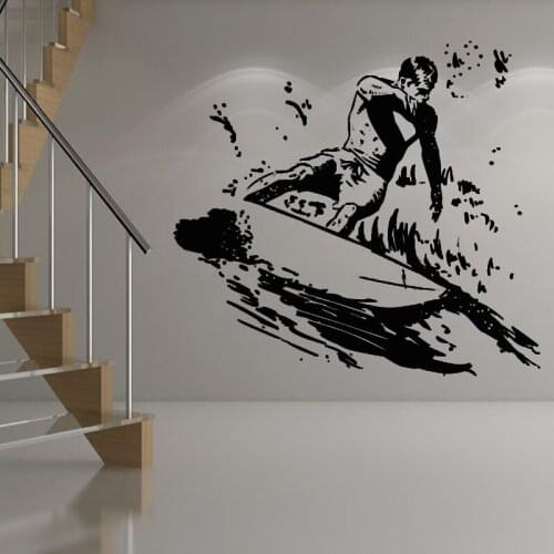 3D DIY Home Decoration Vinyl Art Wall Decals Removable Adhesive Surfer Home Decor Living Room Art Murals Stickers YY401