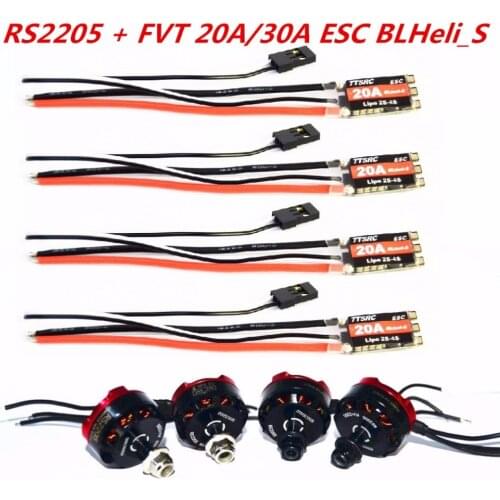 4PCS RS 2205 2300kv Brushless Motor + FVT 20A-S ESC BLHeli_S OPTO For QAV250 QAV-X 214 FPV RC Quadcopter