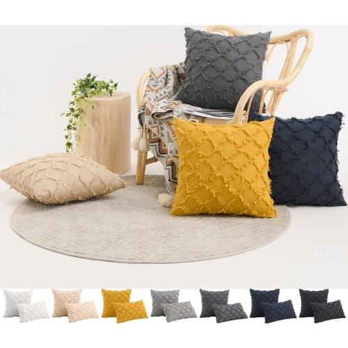 45x45cm Floral Jacquard Pillowcases Solid Tassel Throw Pillowcover Living Room Decoration Nordic Hug Throw Cushion Covers Home