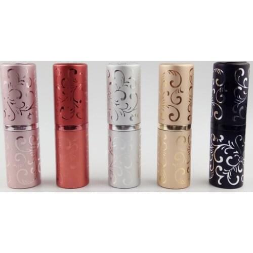 500pcs fashion 15ML Aluminum Empty Glass Perfume Refillable Spray Perfume Bottle With flower Pattern new