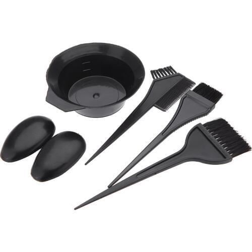 6Pcs Hairdressing Brushes Bowl Combo Salon Hair Color Dye Tint Tool Set Kit