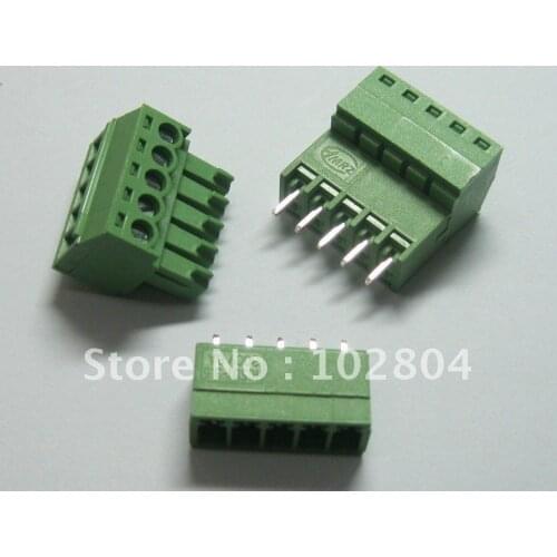 60 pcs 5pin/way Pitch 3.5mm Screw Terminal Block Connector Green Color T Type with pin