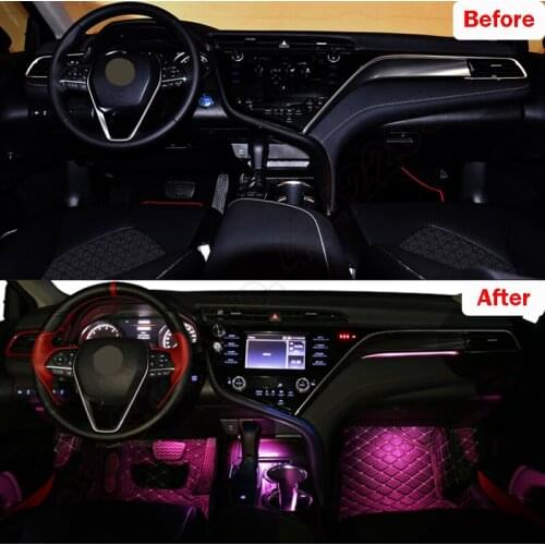 64 Colors For Toyota Camry 2018-2019 Button And App Control Decorative LED Atmosphere Lamp illuminated Strip Neon Ambient Light