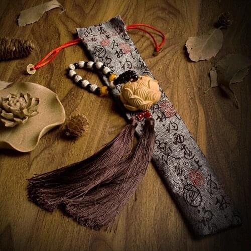 Boxwood Carved Wood Crafts Lotus Flower Hand Accessories Car Pendant Collection Chinese Gift Decoration