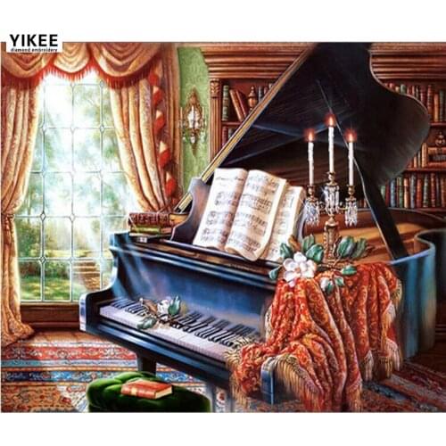 5d diamond embroidery,diamond painting music instrument,piano,diamond paintings mosaic picture
