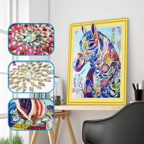5D DIY Special Shaped Diamond Painting Cross stitch Diamond Embroidery Animal Horse Picture of Rhinestones Home Decor