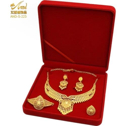 Luxury Jewellery Dubai Gold Plated Woman Jewelry Set With Gift Box Nigerian African Wedding Collection Sets Ladies Accessories