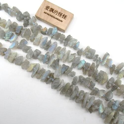 APDGG Natural Labradorite Rough Nugget Beads 15.5'' Loose Beads Jewelry Making DIY