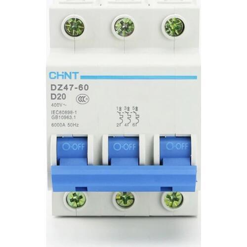 CHINT DZ47-60 3P AC 230/400V breaker D 1 2 3 4 5 6 10 15 16 20 25 32 40 50 60A type D Factory circuit breaker