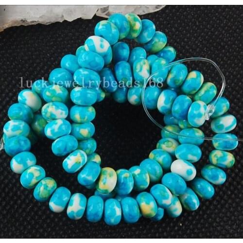Free shipping Women Fashion Jewelry 4x6mm Fashion Sky Blue Jaspe Abacus Loose Beads 15.5" FG6313