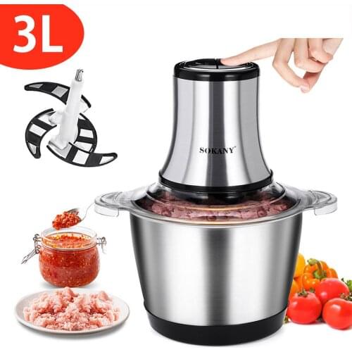 800W 3L Electric Meat Mixer blender Grinder 2Speed Stainless Steel Electric Chopper Automatic Mincing Machine Quiet Food blender