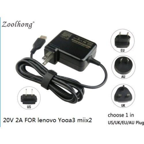 20V 2A 40W for Lenovo Yoga3 Pro MIIX 2 11 series with EU/US/UK/AU power Laptop ac adapter charger transformer