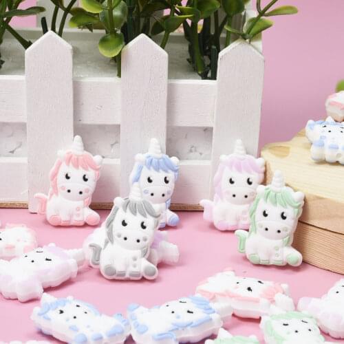 50/100/200 Pcs Mini New Unicorn Silicone Beads Baby Dummy Cartoon Pacifier Toy Accessories