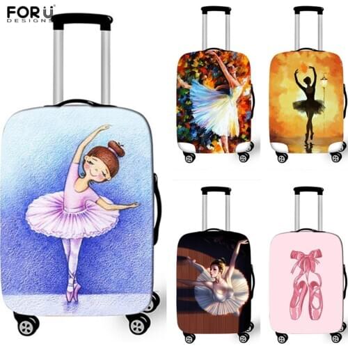 FORUDESIGNS Travel Luggage Cover Cute Ballet Girl Print Suitcase Protective Cover Thicken Elastic Anti-dust Trolley Case Covers