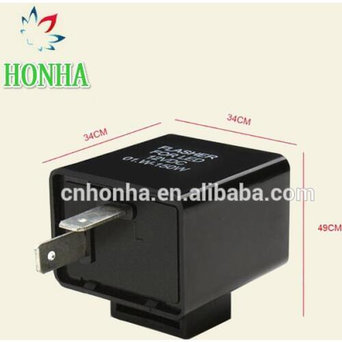 Black 12V 2 Pin Fix Flasher Blinker Turn Signal Relay Motorcycle Motorbike LED Indicator Light