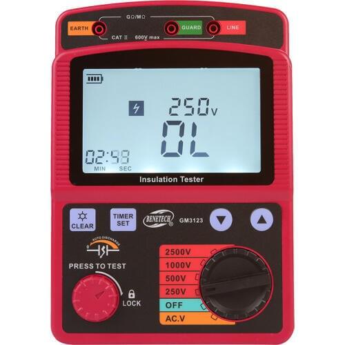 BENETECH GM3123 Digital Insulation Resistance Tester 2500V 100Gohm
