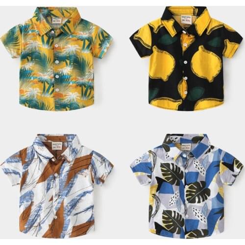 Children Clothing Summer Baby Boy Short Sleeve Shirts Tops Tee Fashion Beach Casual Flower Print Shirt For Boys Kids Gifts