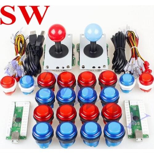 DIY Arcade Set Kits Replacement Parts USB Controller Joystick + 20PCS X LED Push Button set 2 Player for Arcade Machine Parts