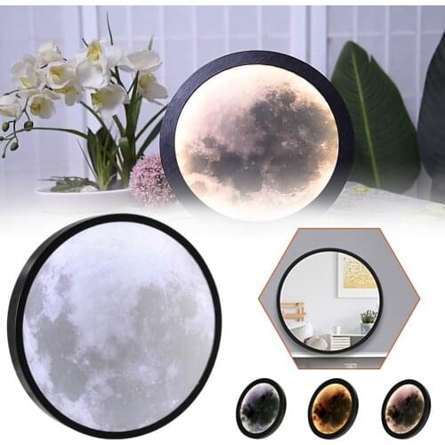 Home Moon Makeup Light USB Powered Makeup Mirrors 2-in-1 Wall Round Makeup Mirror and Decor Light for Bedroom Desktop Decoration