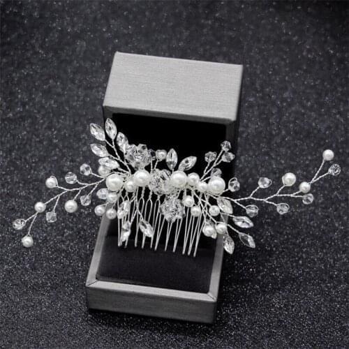 Elegant Wedding Hair Combs for Bride Crystal Rhinestones Pearls Women Hairpins Bridal Headpiece Hair Accessories