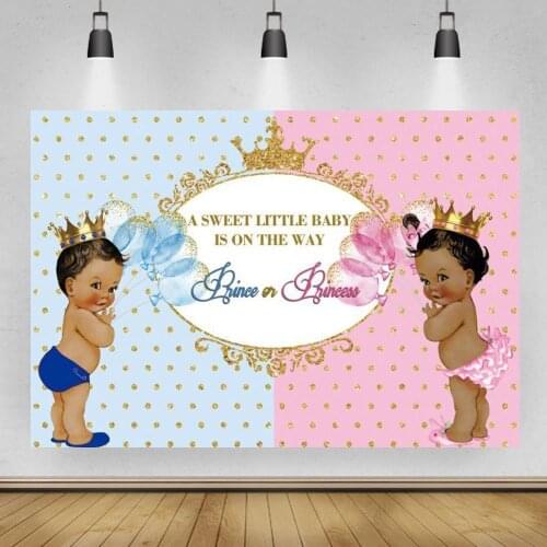 Royal Celebration Gender Reveal Backgdrop Welcome Prince or Princess Baby Shower Party Photo Backdrop Blue or Pink Background