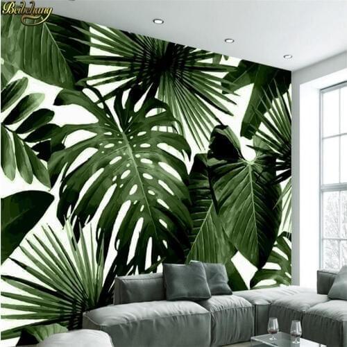 Beibehang Custom Photo Wallpaper Retro Tropical Rain Forest Palm Banana Leaves 3D Wall Mural Cafe Restaurant Theme Hotel Backdro