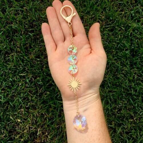 Handmade Crystal Sun Catcher - Sun Moon Light Catcher Prism Keyring