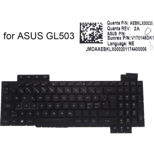 Norway gaming backlit keyboard for Asus ROG Strix GL503 VM GL503VS GL503GE GL503VD NE Norwegian Nordic keyboards New AEBKLX00020