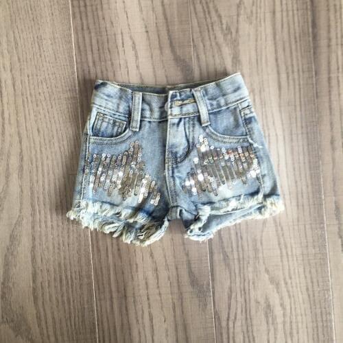 Summer Gilrs Sequins Denim Shorts Hot Jeans
