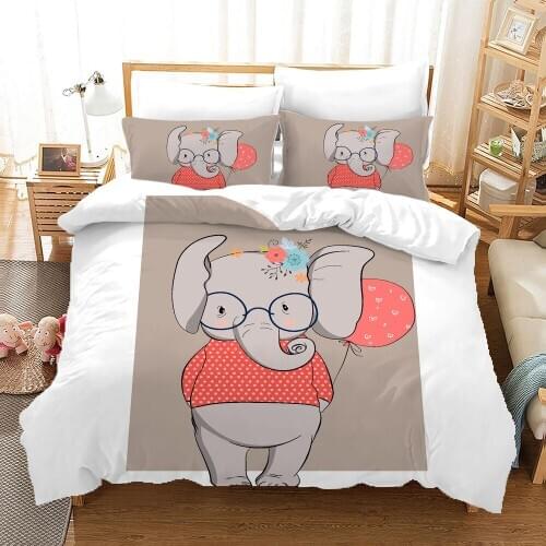 3D Kawaii Bear Unicorn Panda Bedding Sets Cartoon Pink Cute Duvet Covers for Kids Comforter Quilt Cover,150 Bed Set, King Size