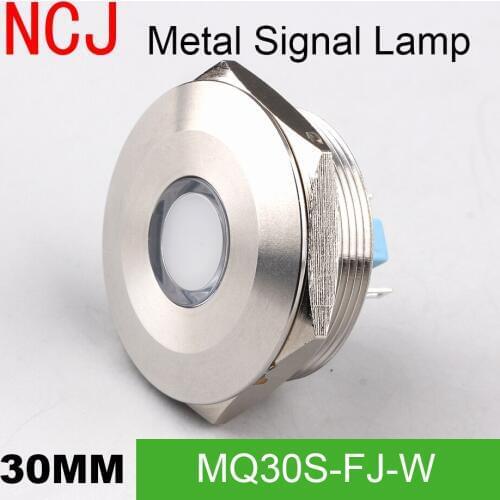 NCJ 30mm Metal LED Signal lamp Indicator pilot Warning light Signalization boat car panel dashboard 3V 6V 12V 24V 110V 220V