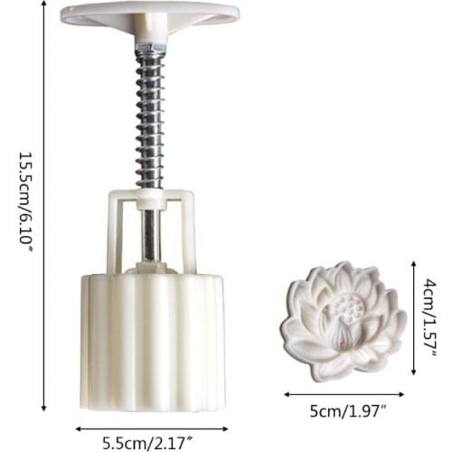 2021 New Moon Cake Mold Lotus Stamp DIY Hand Pressure Biscuits Pastry Mould Mid-autumn Festival Baking Tool 50g