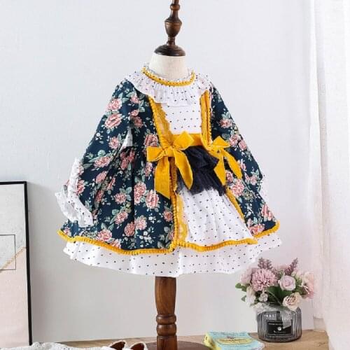 2021 Girls Printed Puffy Skirt Girls Lolita Childrens Dresses Childrens Autumn New Princess Dresses