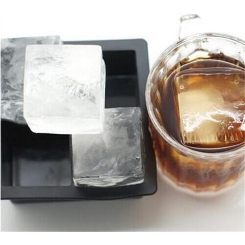 Ice Tray Party Bar Supplies Black Square Silicon Ice Mold For Cocktail Frozen Silicone Ice Cubes Tray Ice Maker