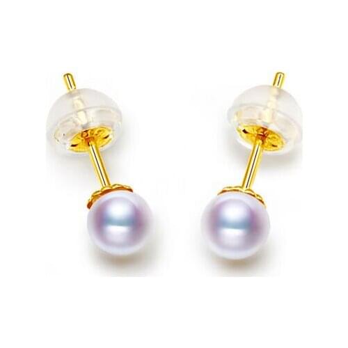 Selling Jewelry>>>6-7MM Akoya Pearl Earrings AAA Top Quality G18k Yellow Gold High Tiny Earrings for Women