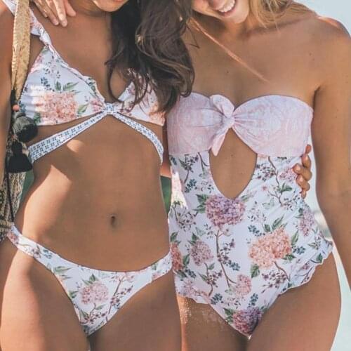 Misswim Sexy one piece swimsuit strapless Plus size swimwear women monokini Floral print bikini 2019 Ruffle bodysuit one piece