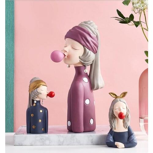 Nordic Luxury Bubble Girls Resin Sculpture Accessories Home Livingroom Desktop Statue Decoration Coffee Table Figurines Crafts
