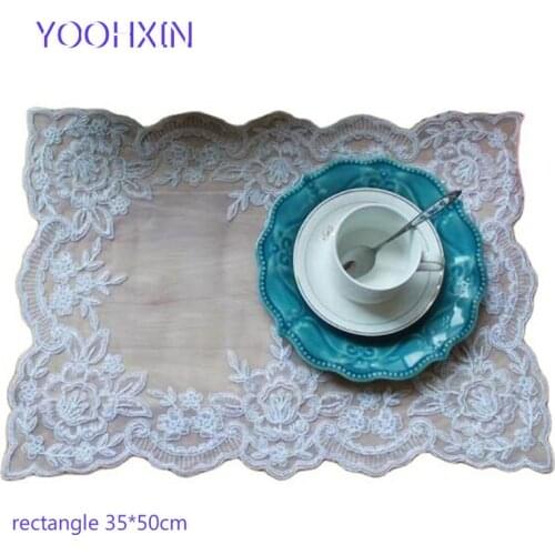 Modern lace embroidery table place mat pad cloth placemat drink glass doily tea coffee coaster kitchen dish cup mug dining pad