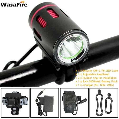 Waterproof 2000lm Bicycle Front Light XM-L2 LED Cycling Headlight 4 Modes Bike Headlamp 8.4V 18650 Battery Pack and Charger