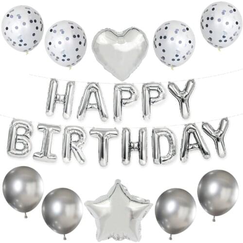 11pcs/set Happy Birthday Letter Foil Balloons Confetti Latex Balloon Star Heart Kids Adult Birthday Party Baby Shower Decoration