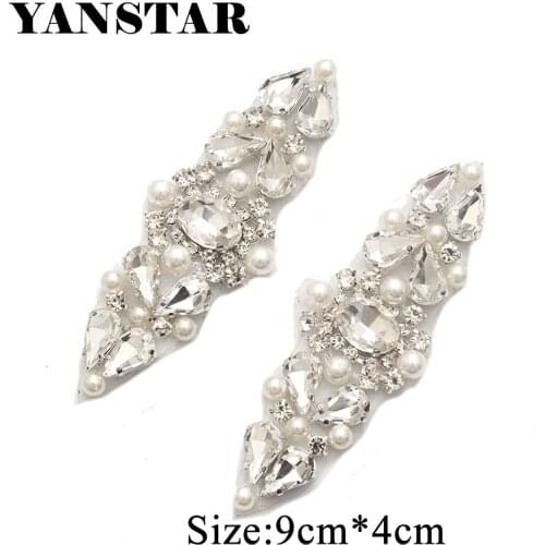 YANSTAR 10PCS Wholesale Rhienstone Applique Bridal Sash Beads On For Wedding Dress Belt Accessories DIY Bridal Sash YS904