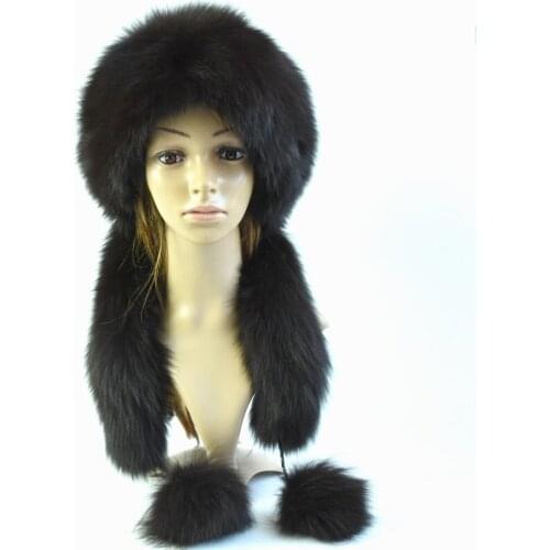 Woman fashion winter fur hat leather hat Rabbit fut fox fur earmuffs casual hat