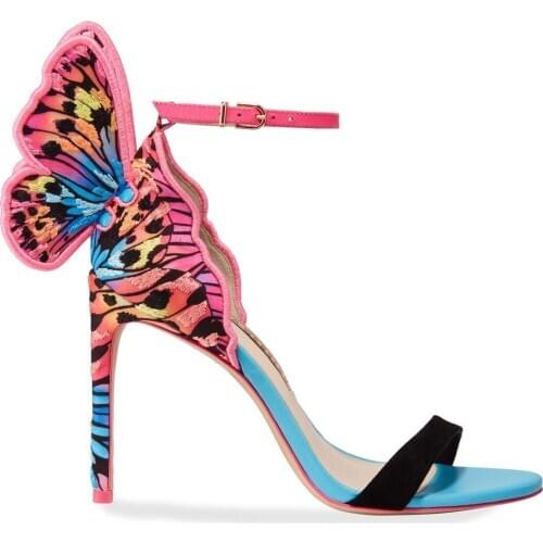 2020 Sweet Women Sandals Butterfly Thin High Heels Shoes Woman Summer Lady Pumps Open toe Party Wedding Shoes